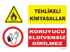 Tehlikeli Kimyasallar Koruyucu Eldivensiz Girilmez